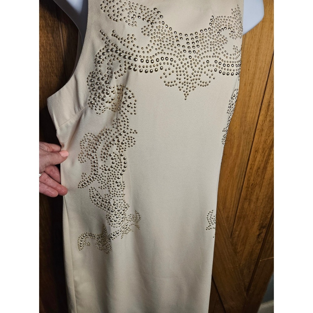 Lush Sz M Ecru Gold Studded Western Embellished Tank Dress Sleeveless #581‎ - Picture 4 of 9